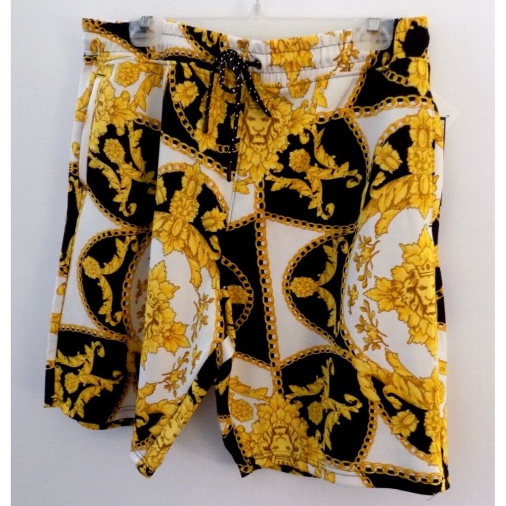 NEW BAROQUE GOLD ITALIAN DESIGNER STYLE  MEN'S SHORTS Size L